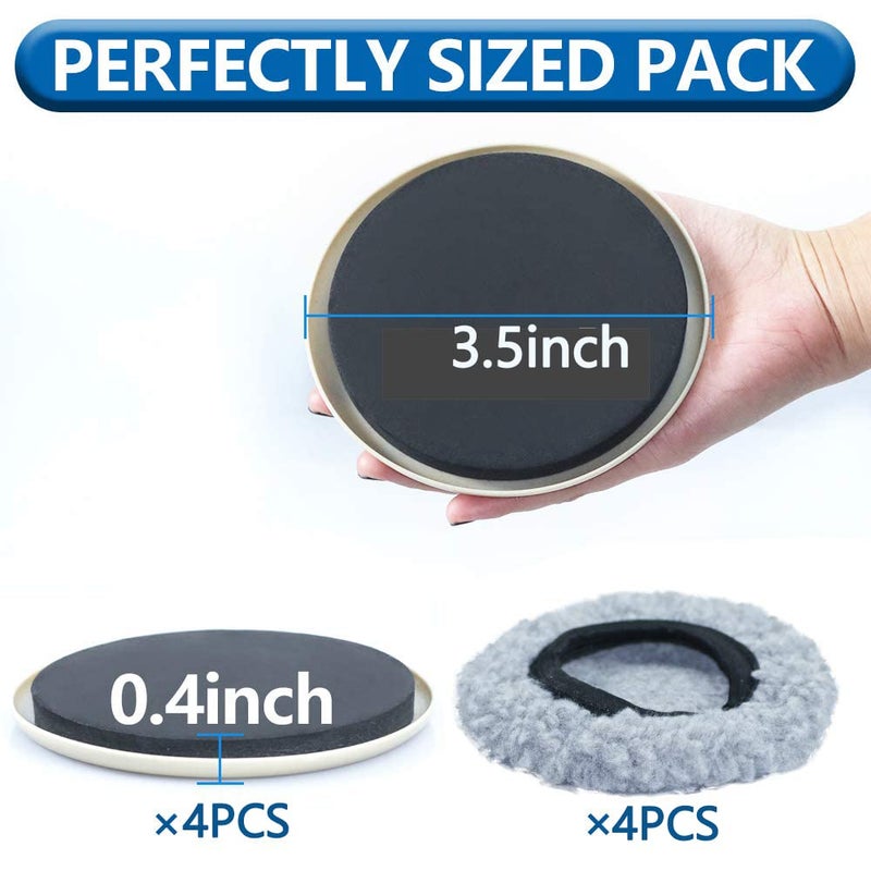 Kayzn Furniture Sliders, Multi-Surface Furniture Sliders for Carpet & Hardwood Floors, 4 Pack 3 1/2"" Furniture Movers for Carpet + 4 Hardwood Socks, Move Furniture on Any Surface Easily! - Image 2
